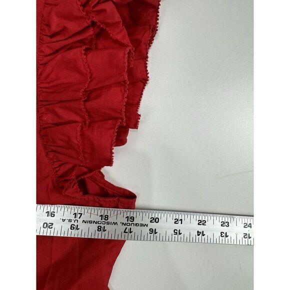 CAROLINE CONSTAS New York Solid Bright Red Shirred Dress Size Medium - Picture 9 of 9